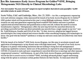 Arc Bio Announces Early Access Program for Galileo ONE, Bringing Metagenomic NGS Directly to Clinical Microbiology Labs