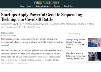 Article – Startups Apply Powerful Genetic Sequencing Technique to Covid-19 Battle